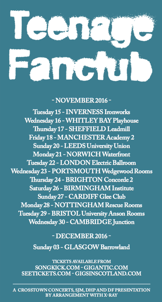 Teenage Fanclub tour dates poster