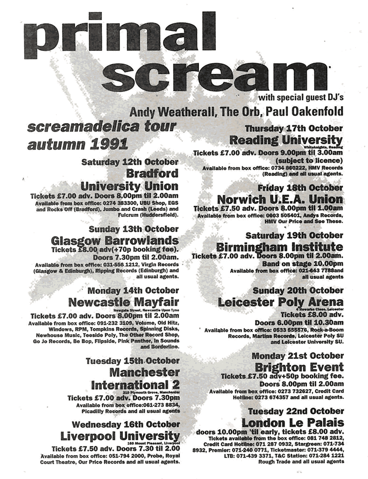 Screamadelica tour poster