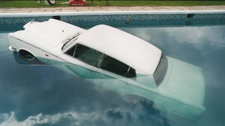 Rolls Royce in swimming pool at Be Here Now photo sessions